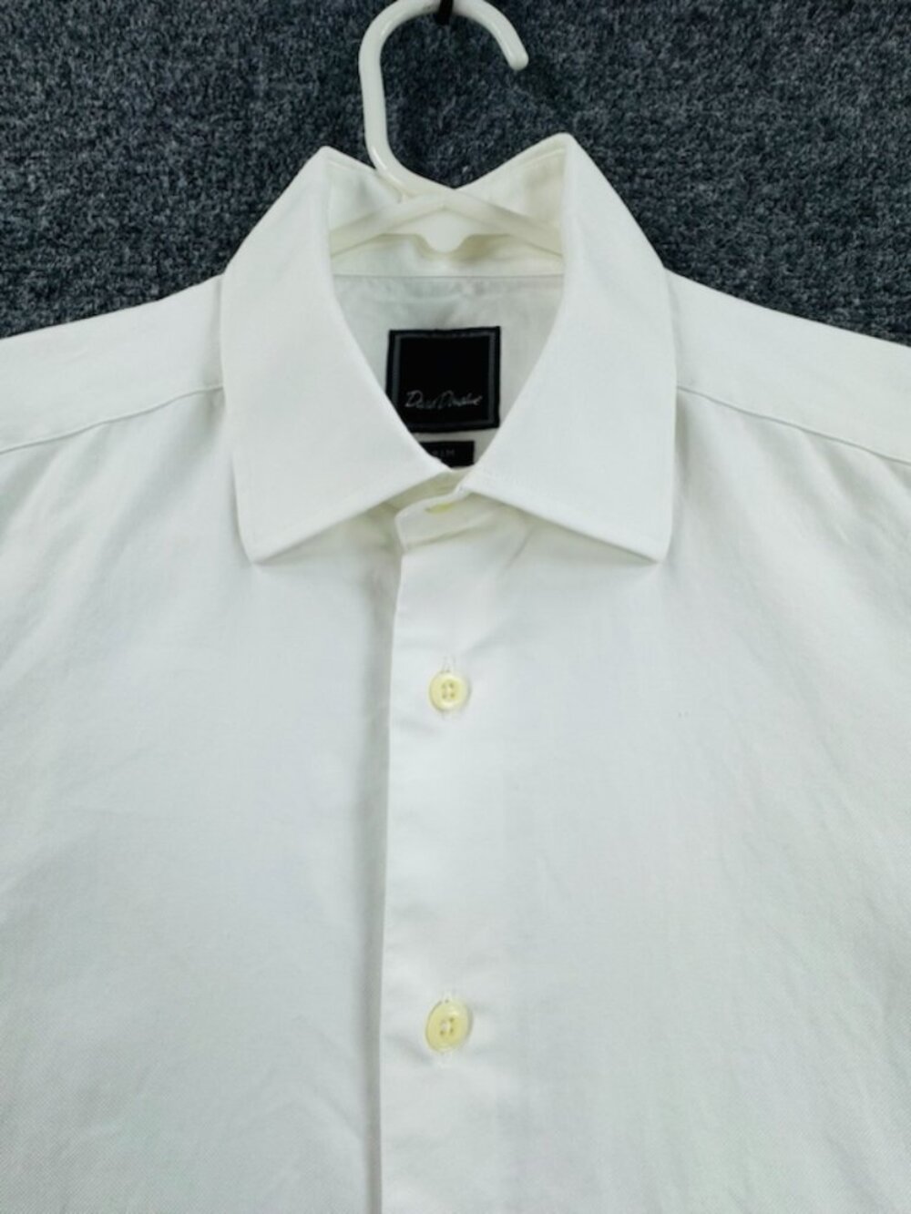 David Donahue 15.5 32/33 Mens French Cuff All Cotton Trim Point White Solid